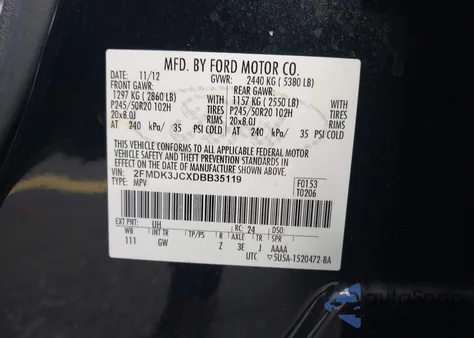 2013 Ford Edge Sel from USA, damaged, VIN 2FMDK3JCXDBB35119